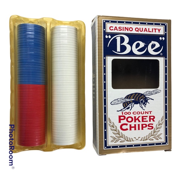 Games New Vintage Poker Chips Bee Casino Quality 10 Count Ivory Red